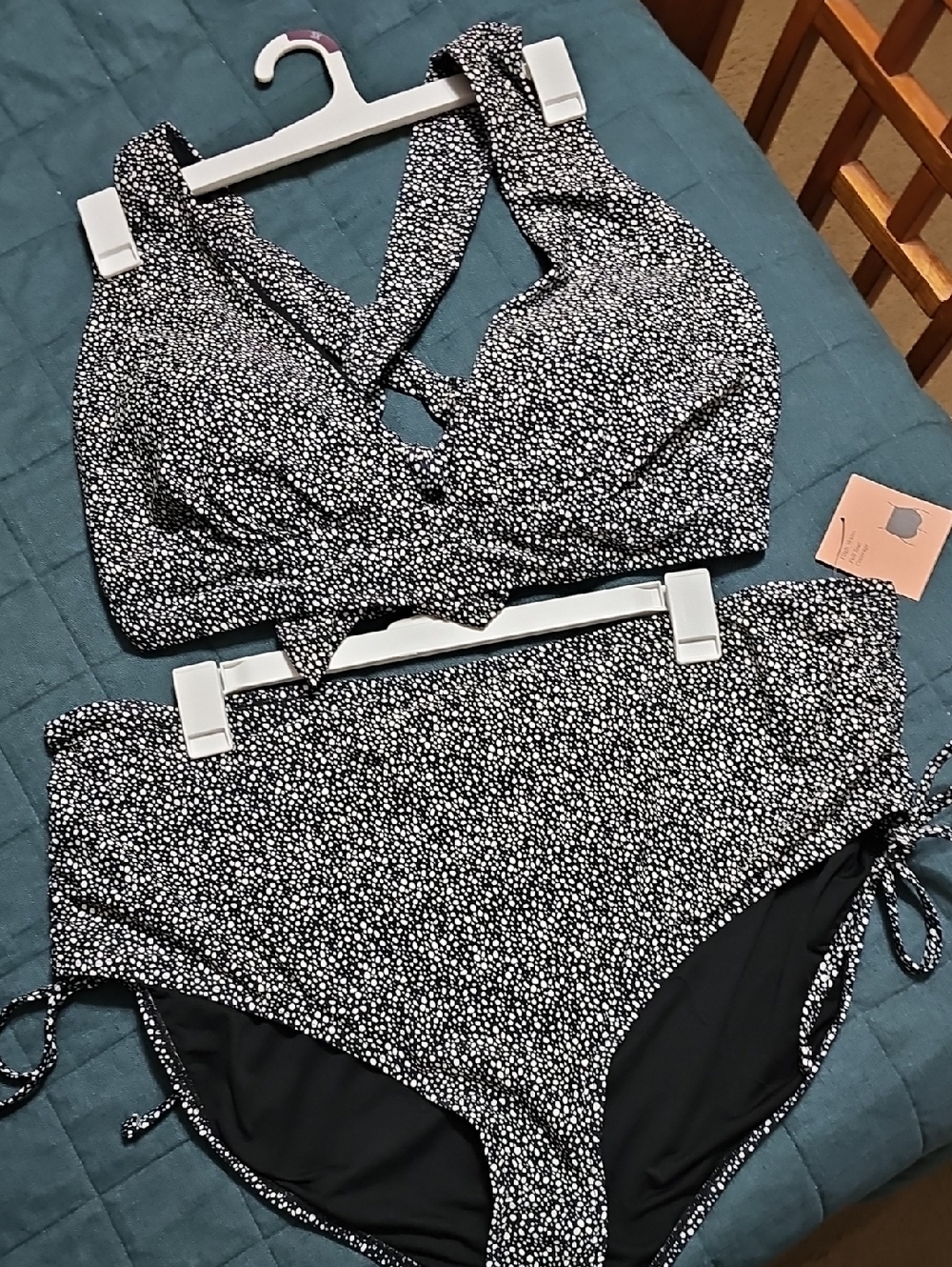 Shade & Shore Black and White Floral High-Waist Bikini